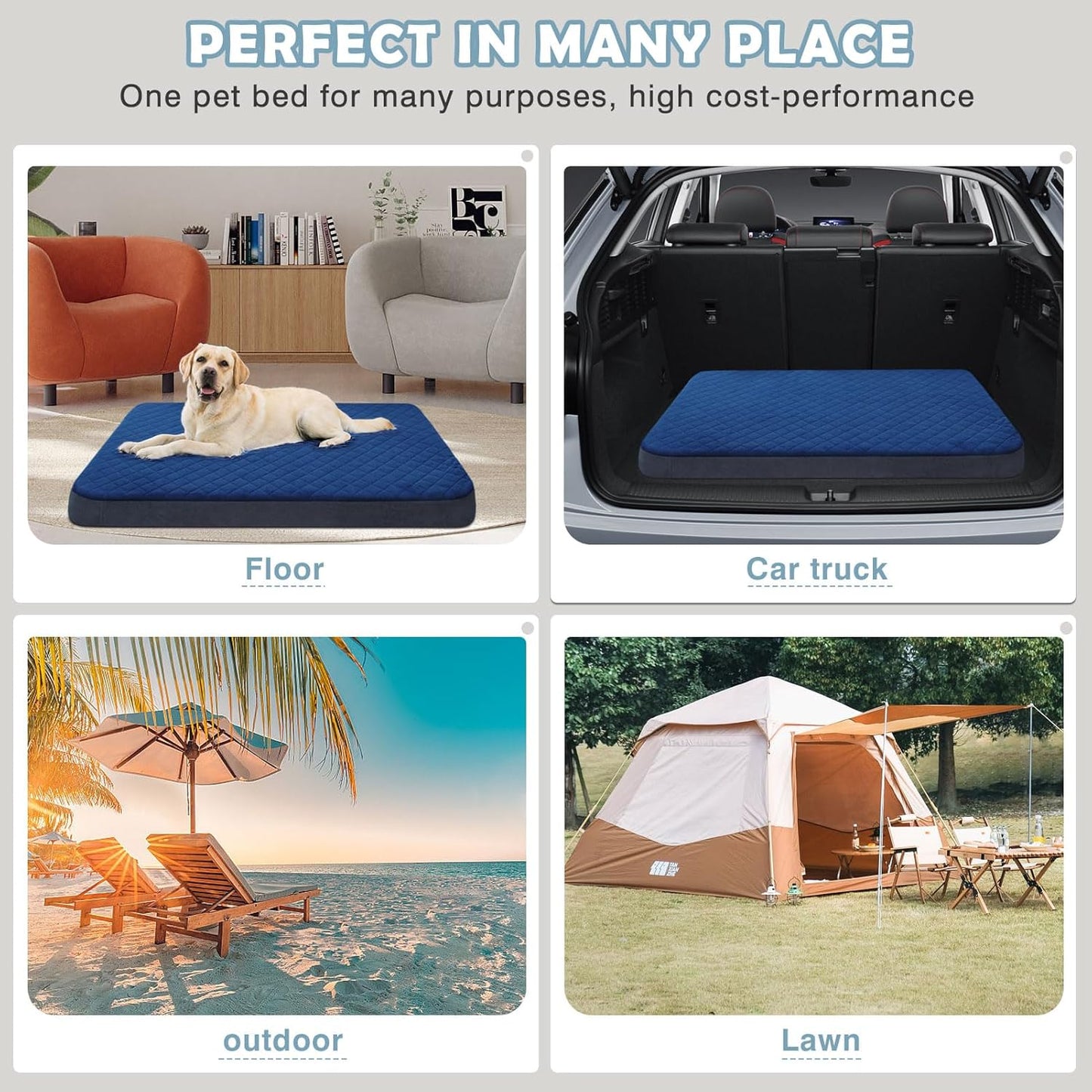 Large Dog Bed, High Density Foam, Good Resilience for Enough Cushion to Large Dogs Such as Great Dane, 47 * 39 Inches Widen Pet Bed, Non Slip Bottom with Removable Washable Cover