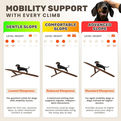 Adjustable Dog Ramp - 50" L x 18.5" W Ramp for Large Dogs to Get on Bed with 6 Incline Levels & Non-Slip Traction Carpet - Also Ideal for Medium & Large Breeds (Natural)