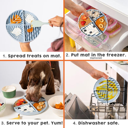 Awoo Paradise - Dog Lick Mat for Slow Feeding & Anxiety - Non-Slip Silicone Slow Feeder with Suction Cups - Dishwasher Safe Pet Dish for Grooming, Training, and Boredom Relief (Fuschia)