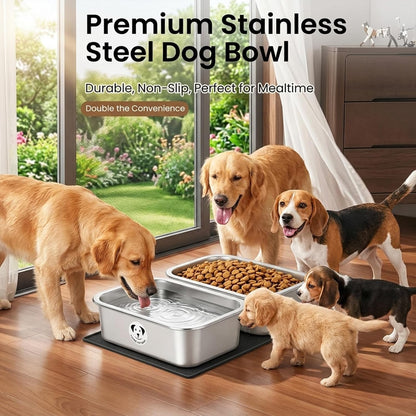 Stainless Steel Dog Bowls for Large Dogs, High Capacity Metal Dog Food Bowls, Food and Water Bowl for Larges, X-Large, and Big Dogs 1.25 Gallons