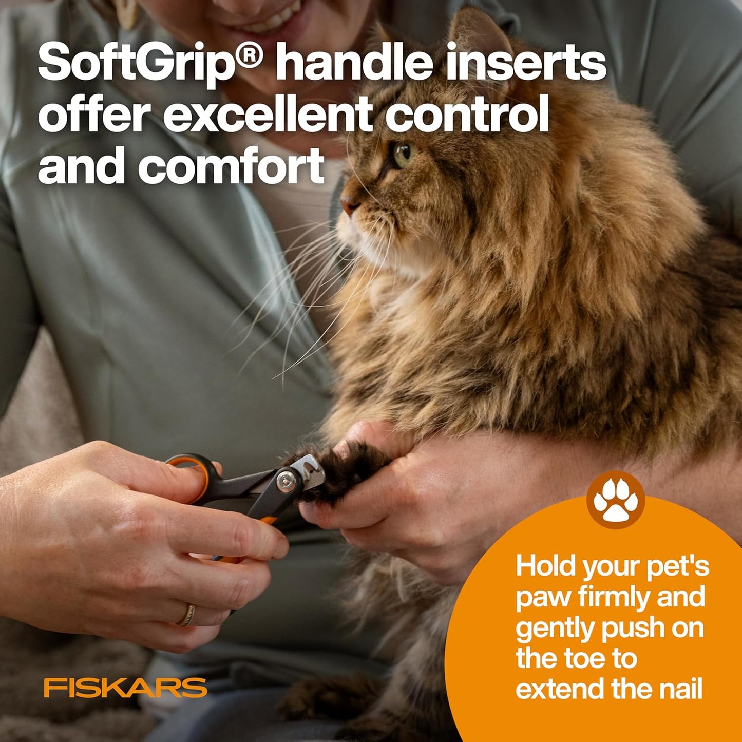 Fiskars Pet Large Nail Clippers, Cat and Dog Nail Trimmers for Grooming, Pet Supplies with Semi-Circular Blade & SoftGrip Handle with Safety Lock, 5.75”, Orange/Black