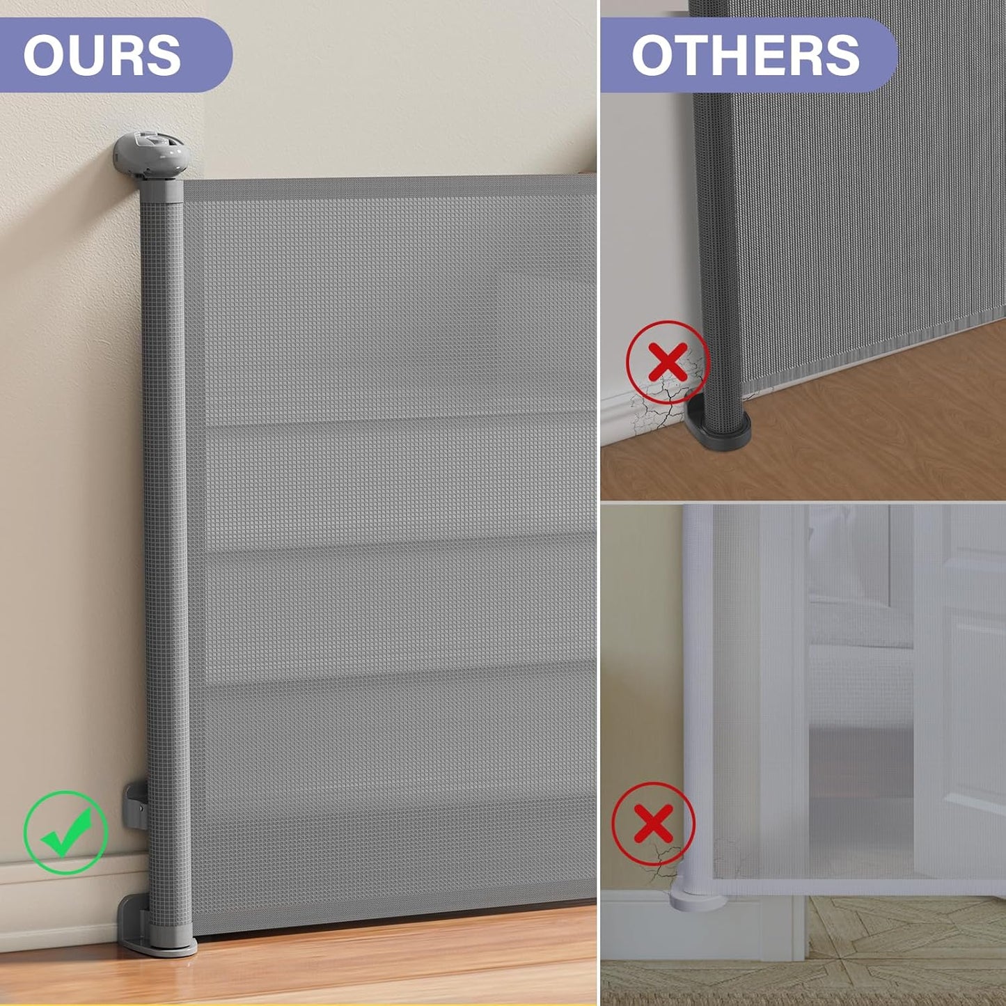 PRObebi Retractable Dog Gate for the House Extends to 54" Wide 34" Tall, Gates for Baby Indoor, Stair Gate for Outdoor, Staris, Hallways, Doorways, Deck, Porch, Need Drilling
