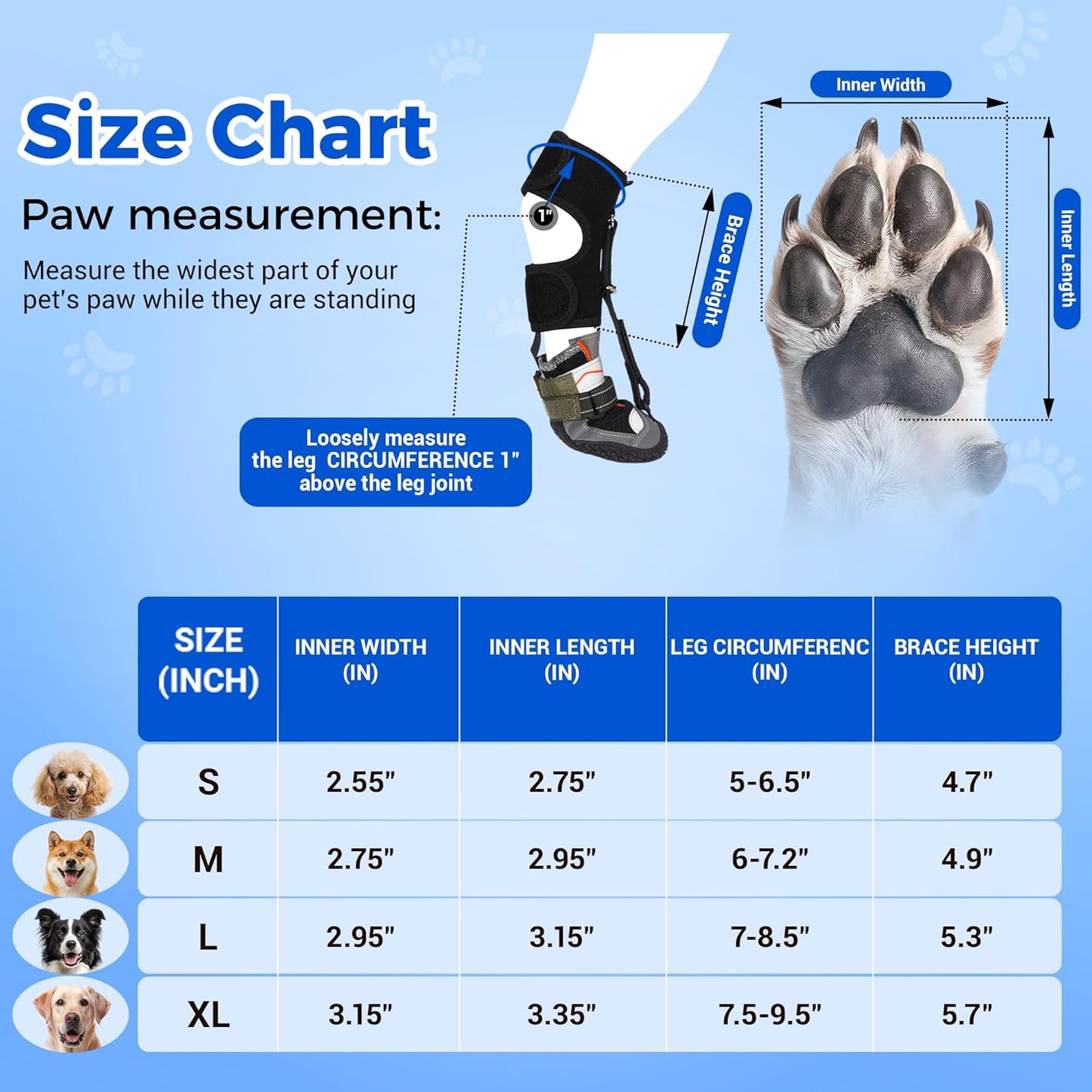 Drop Foot Brace & No Knuckling Boot Brace for Dogs, Adjustable Toe Grips for Senior Dogs Stop Dragging, Dog Recovery Boot for Injured Paw, Dog Splint for IVDD, Arthritis, Senior Mobility(M)