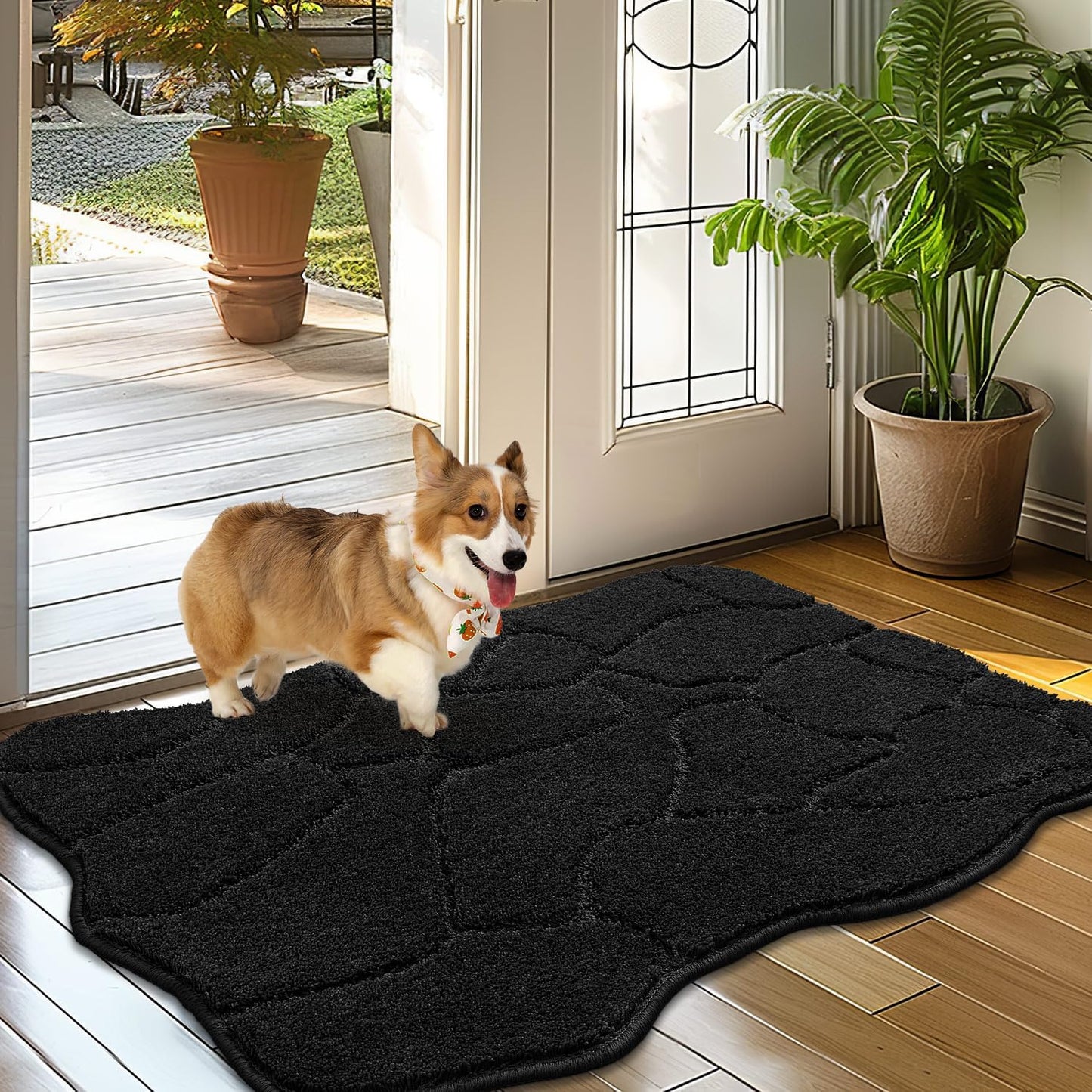 BSICPRO Large Dog Door Mat for Mud Paws, 22x47 Absorbent Dirt Trapper Long Door Mat, Non-Slip Washable Mud Mat for Dogs, Microfiber Soft Pet Rug Mat for Entryway, Dog Paws, Patio (Gray)