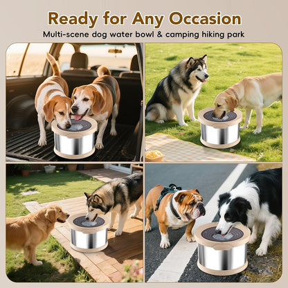 UPSKY Dog Water Bowl No Spill 10L Stainless Steel, 2.6 Gallon Large Capacity Spill-Proof Dog Bowls, Non-Slip Slow Drinking Anti-Splash Bowl for Large Messy Drinkers, No Mess Indoor/Outdoor Use, Gray