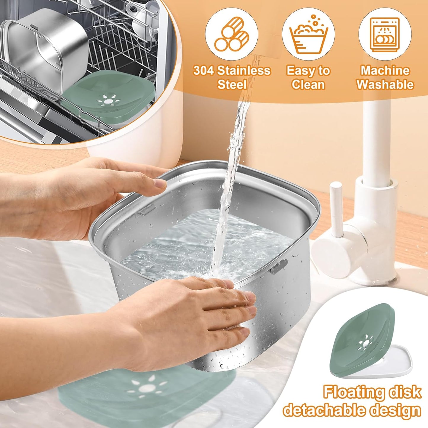 Decflow 3L Dog Water Bowl, Slow Water Bowl for Dogs, No Spill Water Bowl for Dogs, Spill Proof, No Splash Dog Water Bowl, Stainless Steel Slobber Stopper Water Bowl for Messy Drinkers