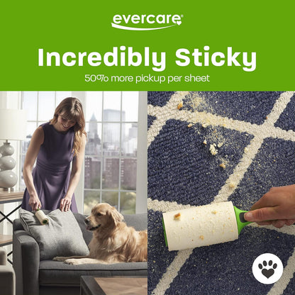 Evercare Pet Lint Roller Refill, Manual Operation, 60 Sheets per Roll, 6 Count Refill Pack for Pet Hair Removal, Green