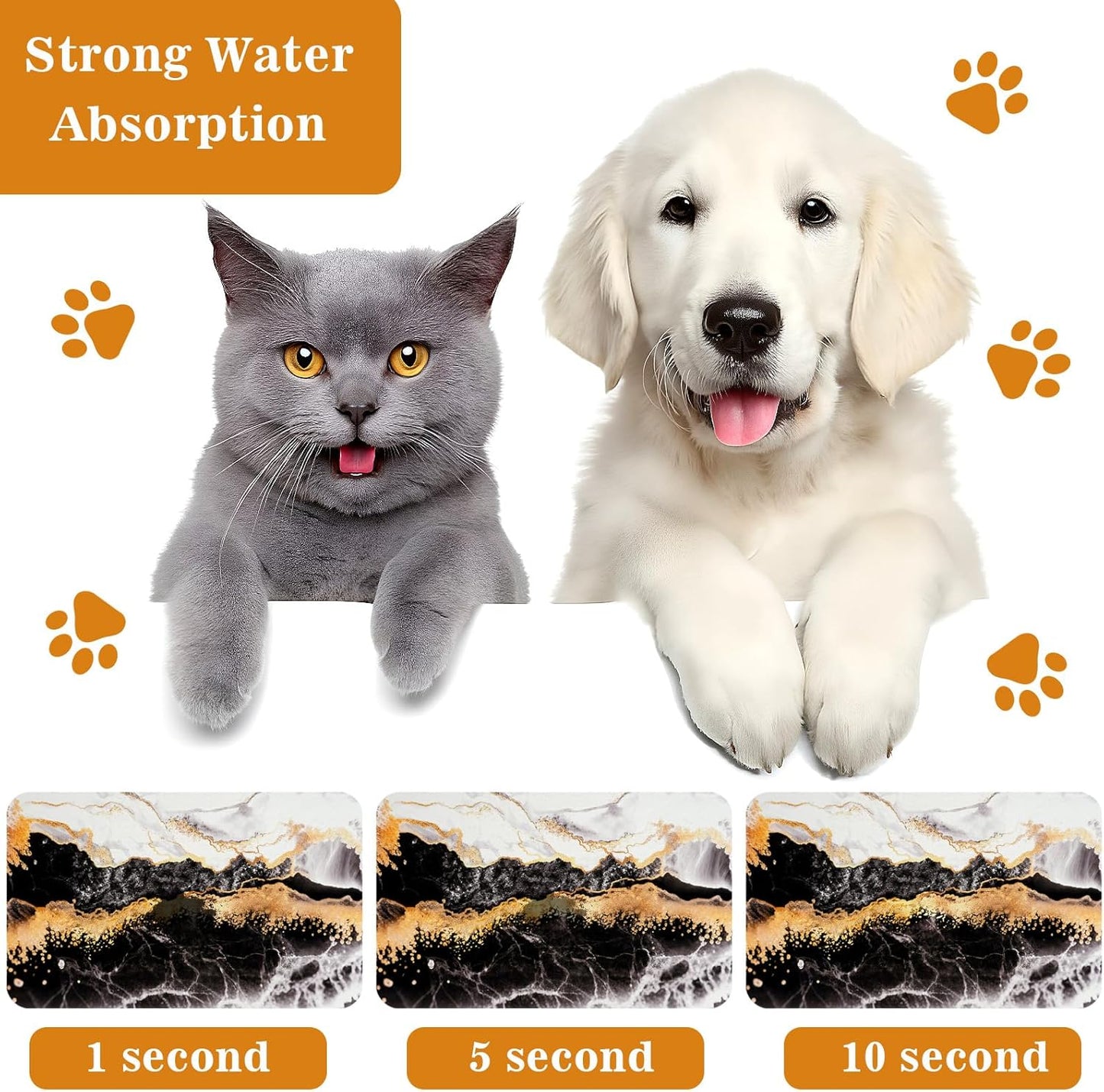 Dog Food Mats for Floors Waterproof Mat for Cat Food and Water Bowls - Absorbent Quick Dry Non Slip Mat for Pet Feeding