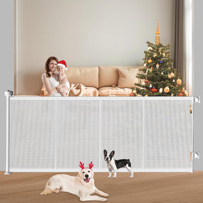 Pawtners Retractable Baby Gates Extra Wide, 41" Tall Extends up to 71" Wide, Dog Gate Indoor for Stairs, Pet Gate with Support Rods for Doorways Hallways Indoor & Outdoor-Black
