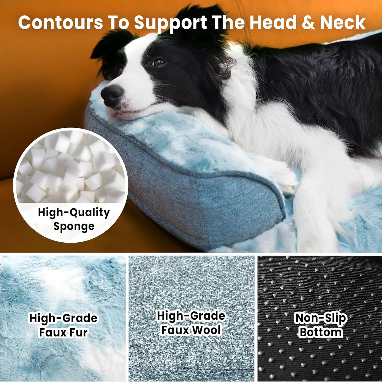 Calming Large Dog Bed for Couch, 41 x 37 inch Removable Couch Cover for Dogs Washable, Non-Slip Fluffy Plush Dog Sofa Mat for Furniture Protector - Grey
