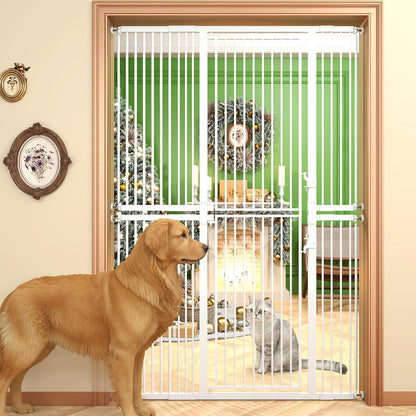 74.8" Extra Tall Pet Gate for Cat, 29.5"-36" Extra Wide Cat Gate with 8 Pressure Bolts, NO Drilling Pressure Mounted Tall Dog Gate Indoor, (White)