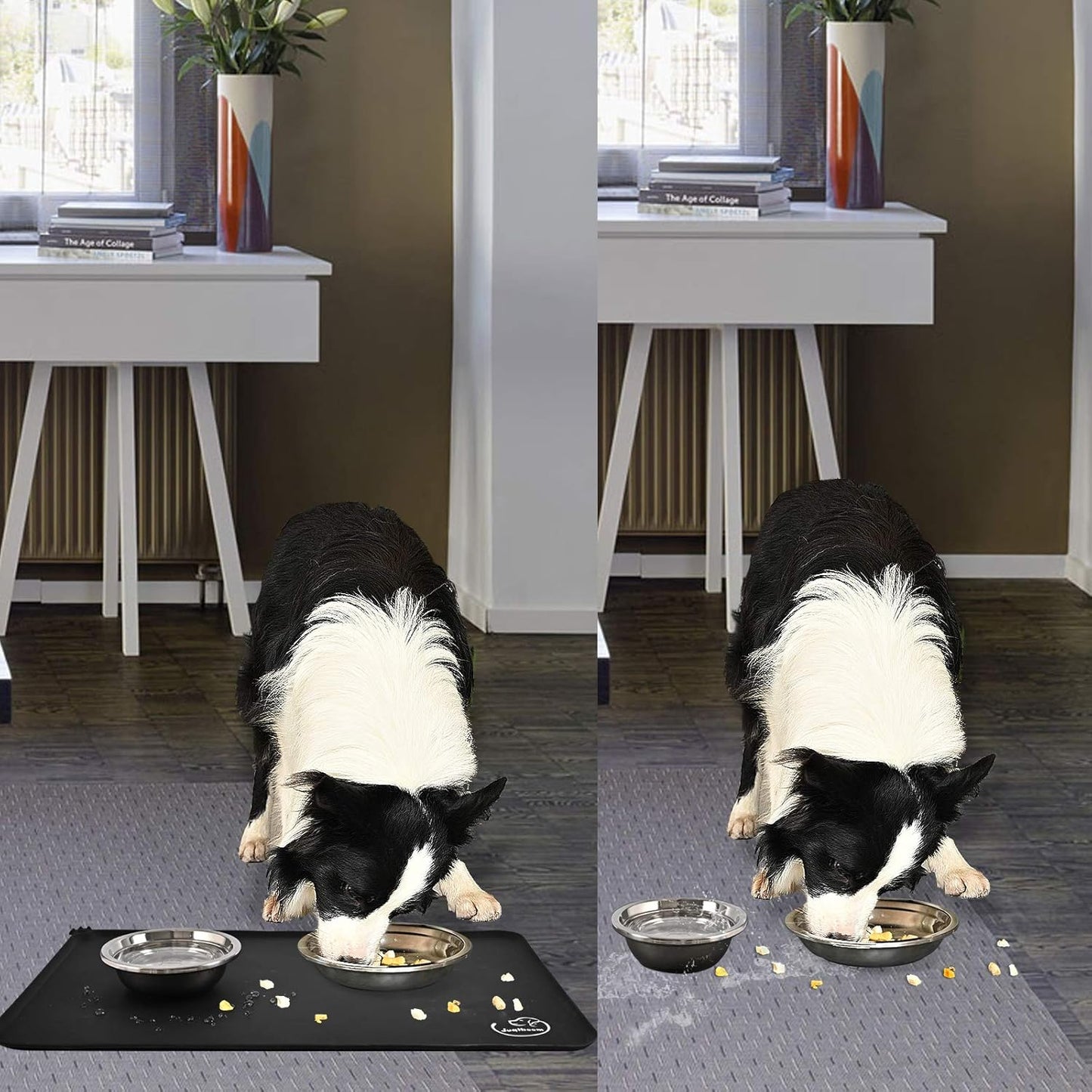 Silicone Waterproof Dog Cat Pet Feeding Mats, Non Slip, Easy Clean Pet Dog Cat Bowl Mats Placemat (18.5" x 11.5") Green