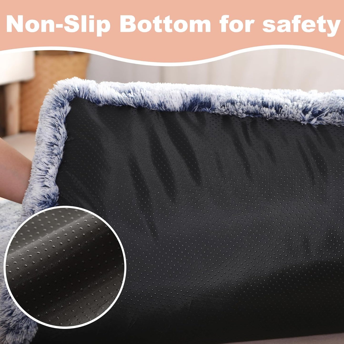 Bedfolks Waterproof Dog Crate Bed, Plush With Removable Washable Cover, Faux Fur Crate Pad for Medium Dogs, Fluffy Kennel 29"x21", Dark Grey