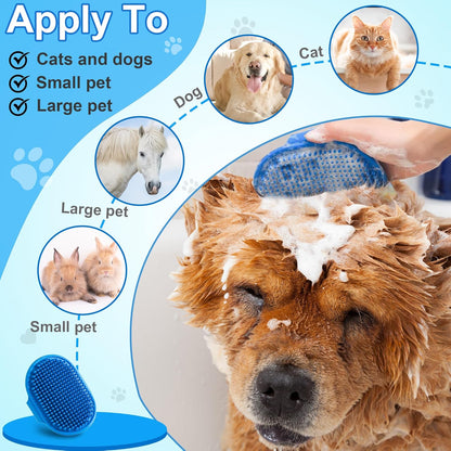 High-Density Silicone Pet Grooming Gloves with Enhanced Five Finger Design for Bathing, Massaging Dogs and Cats (Blue)