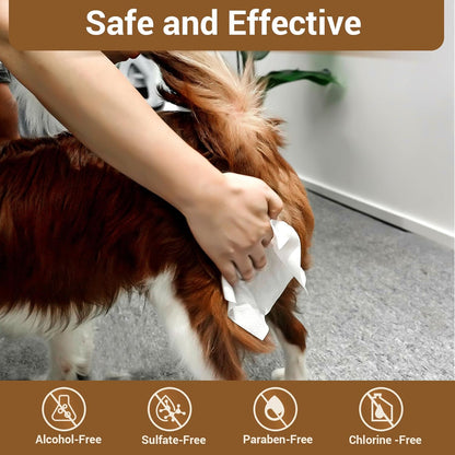 32 PCS Unscented Extra Thick Pet Bathing Wipes for Dogs & Cats, Dog Wipes Washing Gloves, Cleaning & Deodorizing Grooming Gloves for Daily Care and Traveling with EDI Water, Glycerin, Aloe Extract