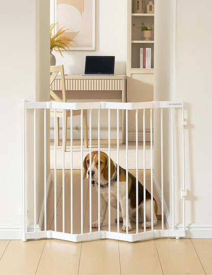 No Pawblems Retractable Safty Gate, Metal Adjustable Dog Gate for Doorways, Stairs & Hallways, Expands to 45" Wide, 36" Tall Gate, Auto Retract Design, No Bottom Bar, Black