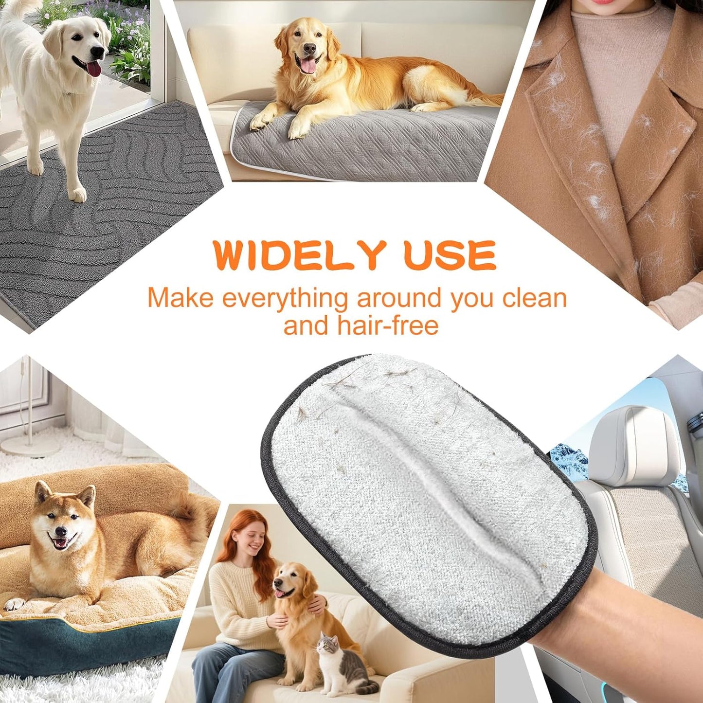 Cat & Dog Grooming Gloves for Shedding Brushes 1 Pair and Pet Grooming Rake 1PC, Double Sided Dematting, Deshedding Brush & Massage, Safe for Dogs & Cats