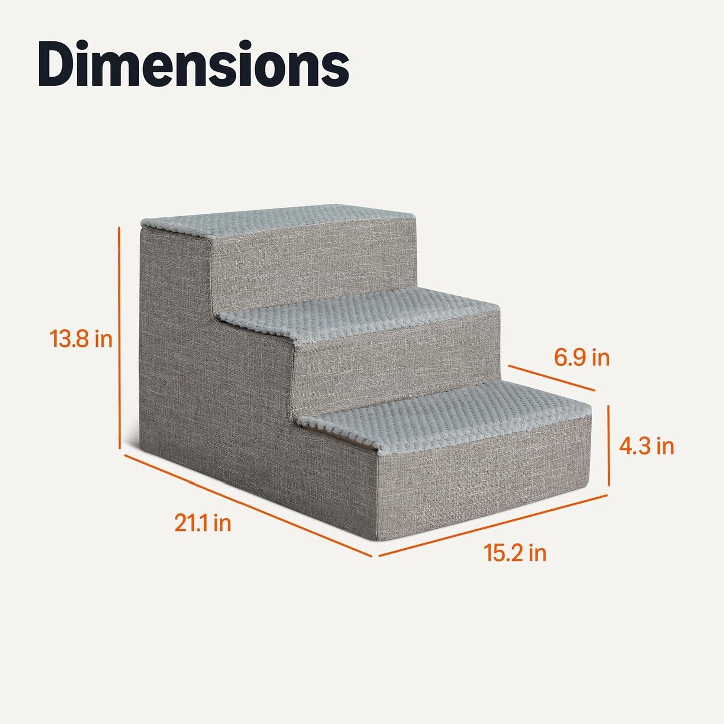 Amazon Basics Dog Steps, 18.7" H, 4-Step Pet Stairs for High Bed Couch and Sofa, Non-Slip Bottom, for Indoor Dogs and Cats, Grey