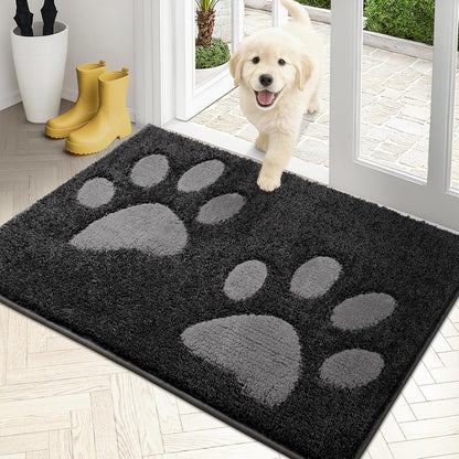PURRUGS Dirt Trapping Door Mat 20" x 31.5", Non-Skid/Slip Machine Washable Microfiber Entryway Rug, Dog Doormat, Super Absorbent Welcome Mat for Muddy Wet Shoes and Paws, Grey
