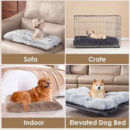 EHEYCIGA Fluffy Dog Crate Bed for Medium Dogs, Plush Faux Fur Crate Pad, Calming Anti Anxiety Medium Dog Bed, Washable Soft Warm Crate Mat with Non-Slip Bottom