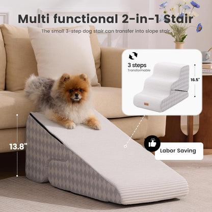 Gardner Pet 4-Step Dog Stairs for Small Dogs 18.5" H, Curved 4-Step Pet Stairs, Dog Steps for High Bed (18-20 in), Couch with Durable Non-Slip Waterproof Fabric Cover and CertiPUR-US Certified Foam