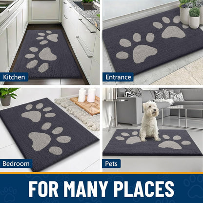 Smiry Dog Door Mat for Muddy Paws, Absorbs Moisture and Dirt, Low-Profile Entryway Mat with Non-Slip Backing, Entry Indoor Outdoor Doormat for Inside Floor (30x20 Inches, Grey, Striped)