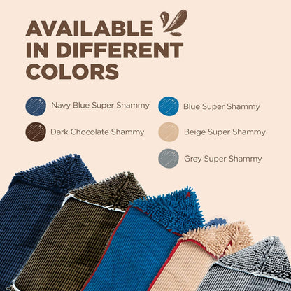Soggy Doggy Super Shammy Dog Towel – Absorbent Microfiber Chenille Pet Towel for Drying Wet Dogs, Paws, Quick Dry Dog Shammy with Hand Pockets, Machine Washable – Chocolate/Oatmeal Trim, 31” x 14”