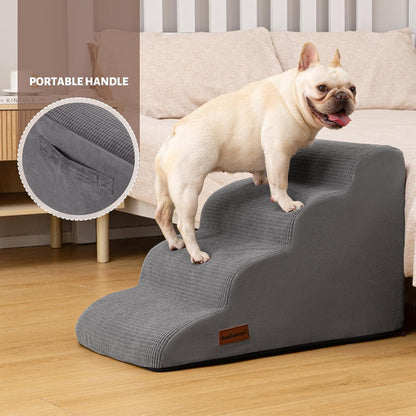 Aodisman 3-Step Dog Ramp and Stairs for Sofa and Chair - Non-Slip Sturdy Pet Steps for Small Dogs and Cats,15.7" H,Grey