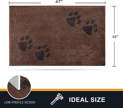PURRUGS Dirt Trapping Door Mat 20" x 31.5", Non-Skid/Slip Machine Washable Microfiber Entrance Rug, Shoes Scraper, Dog Doormat, Super Absorbent Floor Mat for Muddy Wet Shoes and Paws, Grey