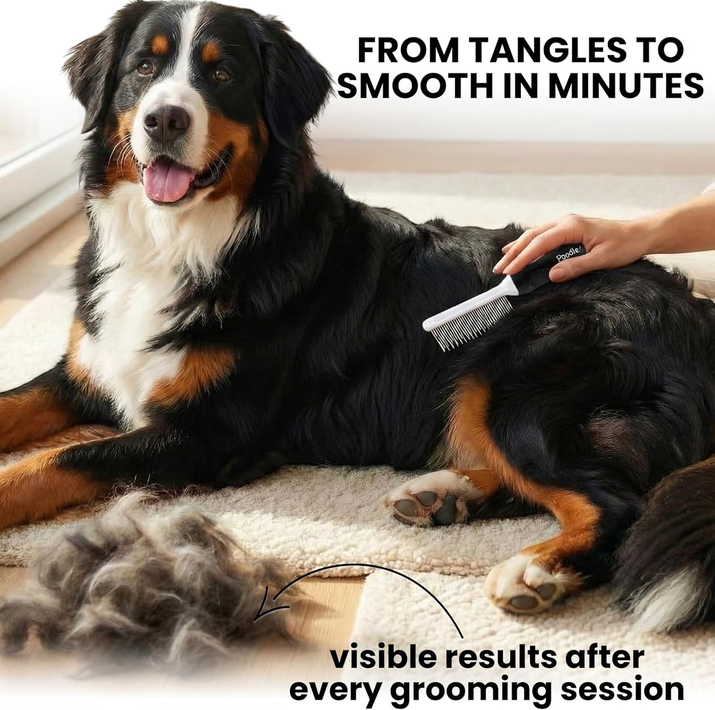 Poodle Dematting Fur Rake Comb Brush for Dogs and Cats - Long 2.5" Steel Safety Blades Metal Comb for Detangling Matted or Knotted Undercoat Hair (Orange)