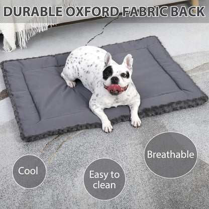 Washable Dog Bed Mat Ultra Soft Dog Crate Pad Comfy Fluffy Pet Kennel Beds Sleeping Mattress for Large Jumbo Medium Small Dogs, 36 x 23 Inch, Gray