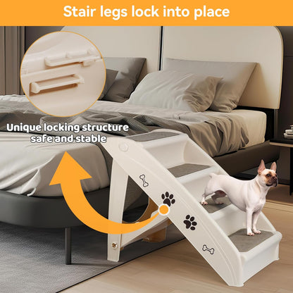 Dog Stairs for High Beds, Foldable Pet Steps Ramp with Non-Slip Bottom for Cats and Small Dogs, for Couch, Car, Portable Waterproof Dog Steps