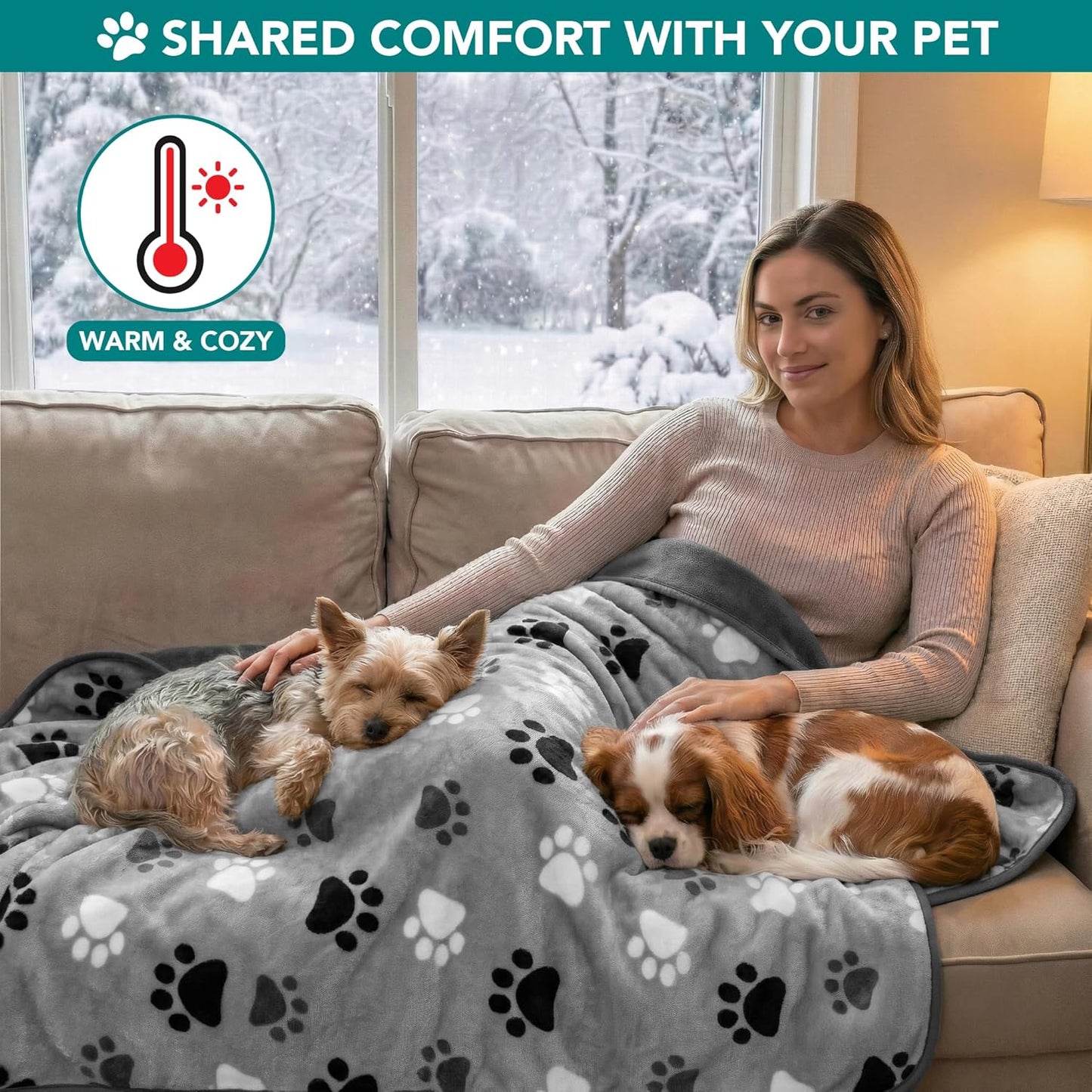 PetAmi Waterproof Dog Blanket for Medium Large Pets Dogs Cats, Pet Couch Cover Protector for Furniture, Reversible Washable Soft Fleece Cat Blanket for Bed Couch Sofa, 40x60 (Taupe/Beige)