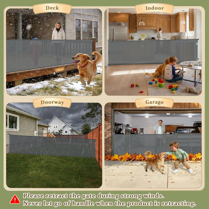 Retractable Baby Gates Extra Wide 200 Inch, 42 Inch Tall Mesh Dog Gate with Reinforcement Rods, Hardware Mounted Safety Gate for Large Openings, Stairs, Garage, Deck, Driveway, Indoor Outdoor, Black