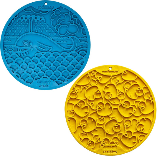 SodaPup Duckies eMat – Durable Lick Mat Feeder with Suction Cups Made in USA from Non-Toxic, Pet-Safe, Food Safe Rubber for Mental Stimulation, Digestive Health, Avoid Overfeeding, Calming, More