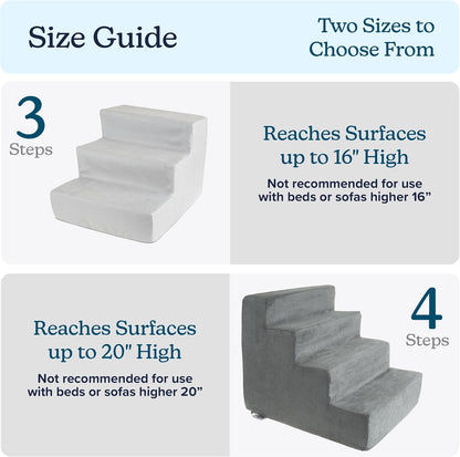 3-Step Pet Stairs - Nonslip Foam Dog and Cat Steps with Removable Zippered Microfiber Cover - 2-Tone Design for Home or Vehicle Use by PETMAKER (Tan)