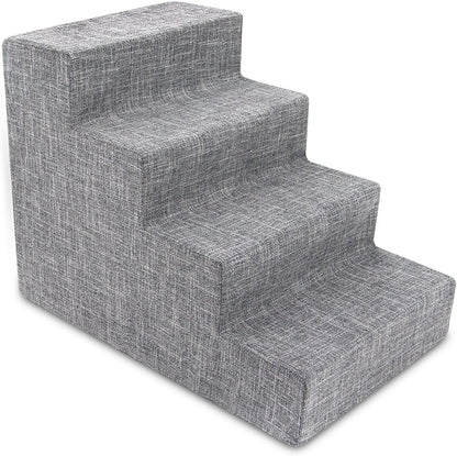 Best Pet Supplies Dog Stairs & Steps - Foam Steps for Small Dogs & Cats, Non-Slip Indoor Balanced Pet Step Support, Dog Ramp, No Assembly, Ash Gray Linen, 2-Step (12-inch Height)