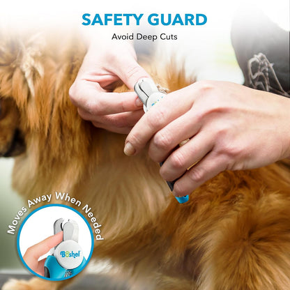 Boshel Large Dog Nail Clippers with Safety Guard to Avoid Over-Cutting Nails and Free Nail File, Razor Sharp Blades, Professional at Home Grooming