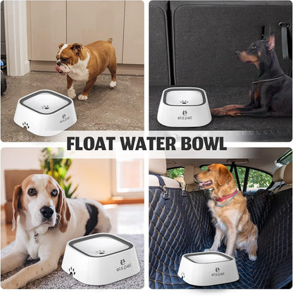ELS PET Travel Bowl, No Spill, No Drip Slow Water Feeder/Dispenser for Dogs, Cats, 35oz/1L, Splash Proof Travel Bowl for Crate and Car, Keeps Floor & Beard Dry, Dishwasher Safe (Grey)