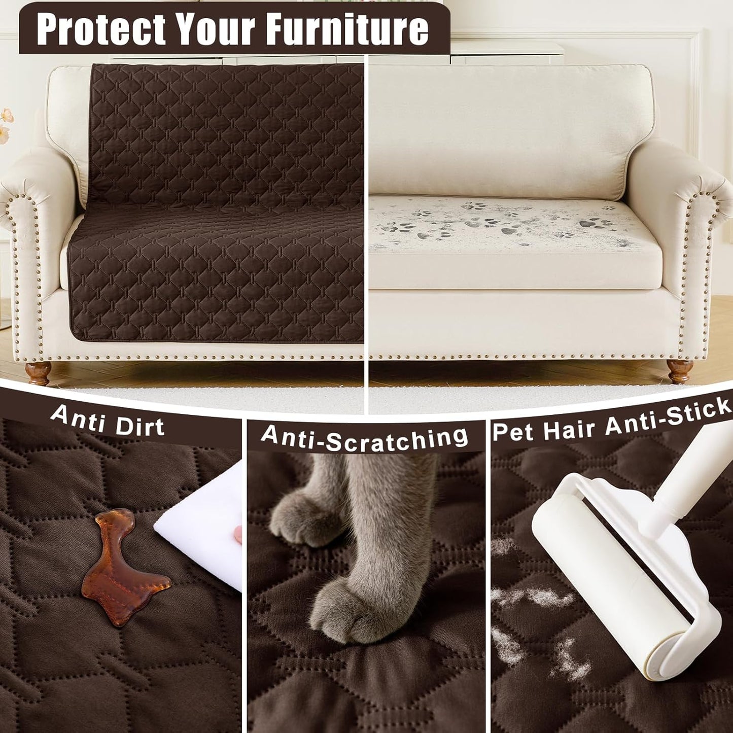 Smiry Waterproof Dog Bed Cover Blanket 30x70, Soft Reversible Pet Blanket, Washable Leakproof Cats Dogs Couch Cover for Sofa, Couch, Furniture, Grey/Dark Grey