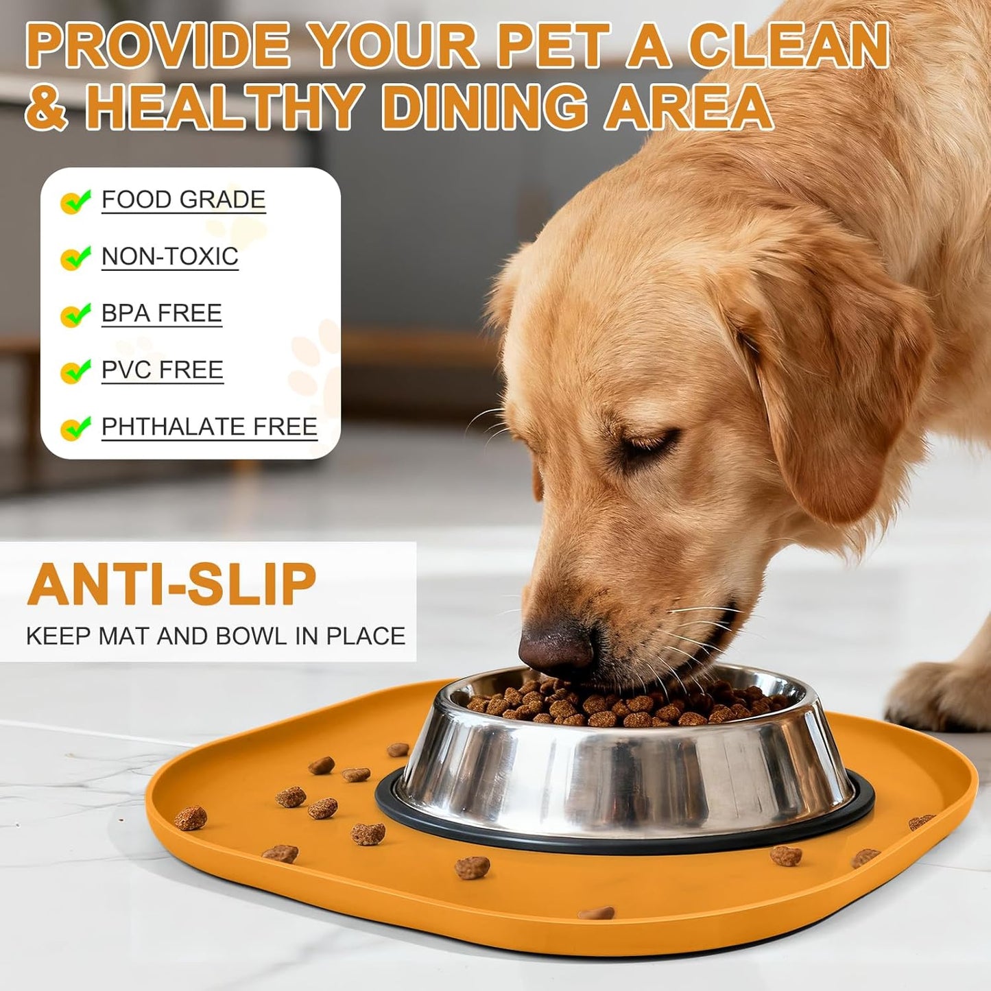 Small Silicone Pet Food Mat with Raised Edge for Food and Water Bowl, Square Dog Feeding Mats, Cat Food Trays for Floor Waterproof, Rubber Tray for Dogs and Cats, 12 x 12 x 0.7 Light Olive Green