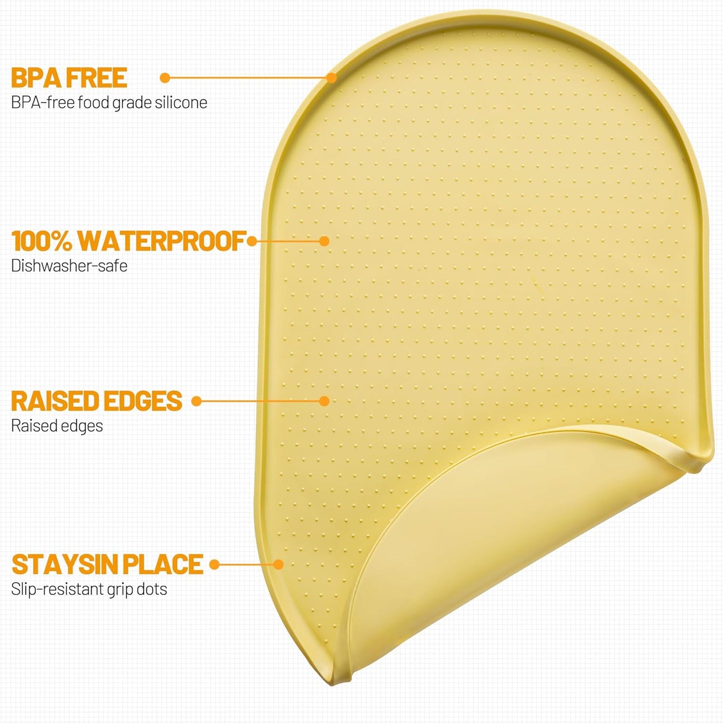 Hubulk 100% Waterproof Silicone Pet Feeding Mat with Raised Edge for Food and Water, Dog Bowl Mats, Cat Bowls Placemat with High Lip Protects Floor for Cats and Dogs (Gray, 19" L x 12" W)