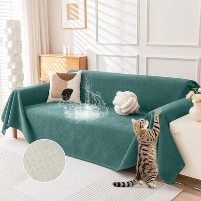 Deep Dream Cat-Scratch Resistant Couch Cover, Waterproof Sofa Cover for 3 Cushion Couch Washable, Pet Friendly Couch Protectors Anti Slip Thickened Love Seat Slipcovers for Pets, 71" x 118", Dark Grey