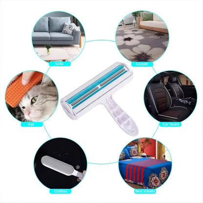 Reusable Pet Hair Remover Roller – Dog & Cat Fur Lint Cleaner for Sofa, Carpet, Bed & Car Seats – No Adhesive Required (White/Grey)