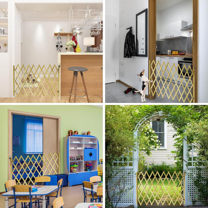 Expandable Wooden Dog Gate Indoor, Retractable Pet Fence Accordion Style, Freestanding Safety Barrier for Doorways, Patio, Garden – Fits Small to Large Dogs (Large)
