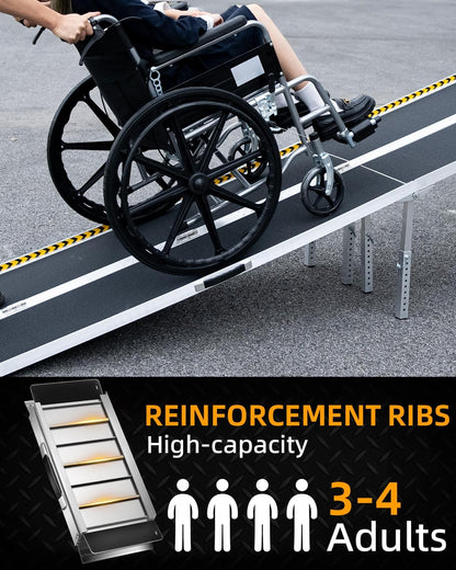 VNN Portable Wheelchair Ramp 4FT, Non-Slip Aluminum Ramps for Wheelchairs for Home, Handicap Wheelchair Ramps for Home Steps, Aluminum Loading Dock Plates, Doorways, Black