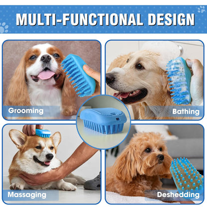 High-Density Silicone Pet Grooming Gloves with Enhanced Five Finger Design for Bathing, Massaging Dogs and Cats (Blue)