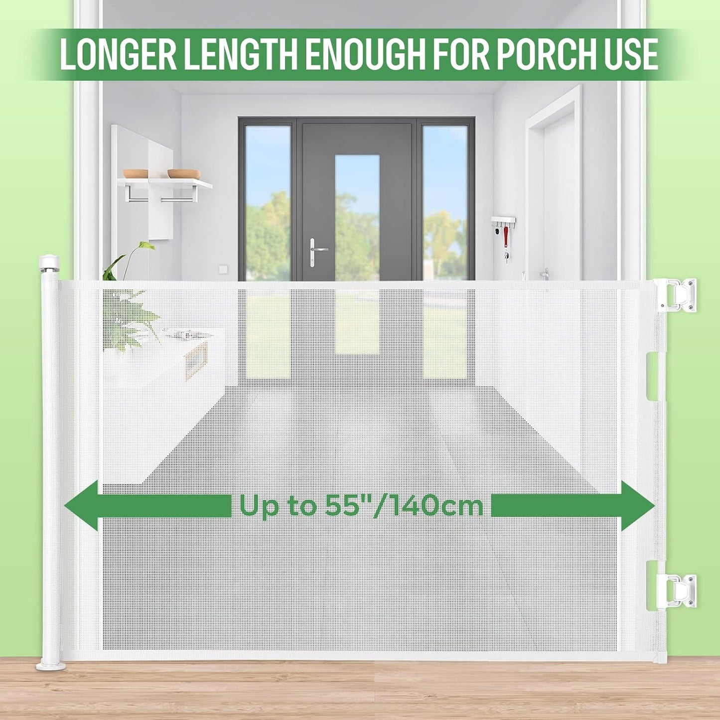 Upgraded Retractable Baby Gate, Extra Wide Safety Kids or Pets Gate, 33” Tall, Extends to 71” Wide, Mesh Safety Dog Gate for Stairs, Indoor, Outdoor, Doorways, Hallways(33”x71”, Black)