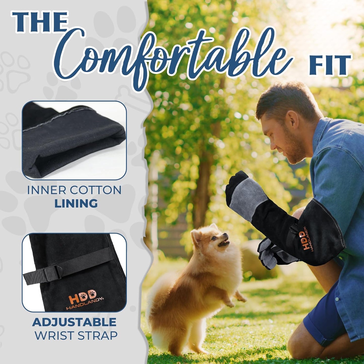 HANDLANDY Animal Handling Gloves, Bite-Proof, Scratch-Resistant, Pet Gloves for Dogs, Cats, Falconry, Gardening