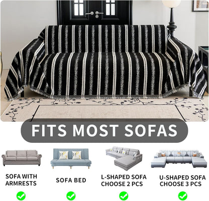 HAOMAIJIA Non Slip Couch Cover Sofa Covers for 3 Cushion Couch Washable sectional Couch Covers for Dogs pet Furniture Protector Couch Cover Blanket for Living Room (Off White, 91"x134")